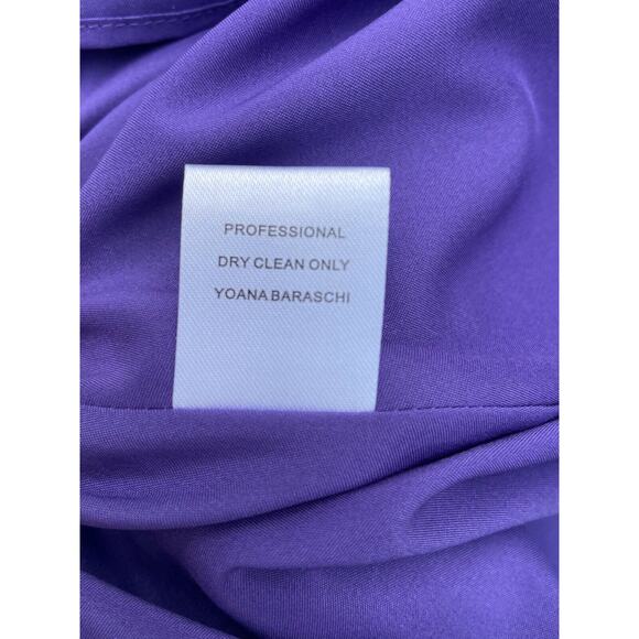 Yoana Baraschi Dress Purple Waffle Knit Sz 4 Metallic Pleated Midi Knee Length - Picture 7 of 8